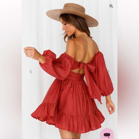 Hello Molly Off-Shoulder Rust Mini Dress This is Espionage Dress Rose - Picture 6 of 13